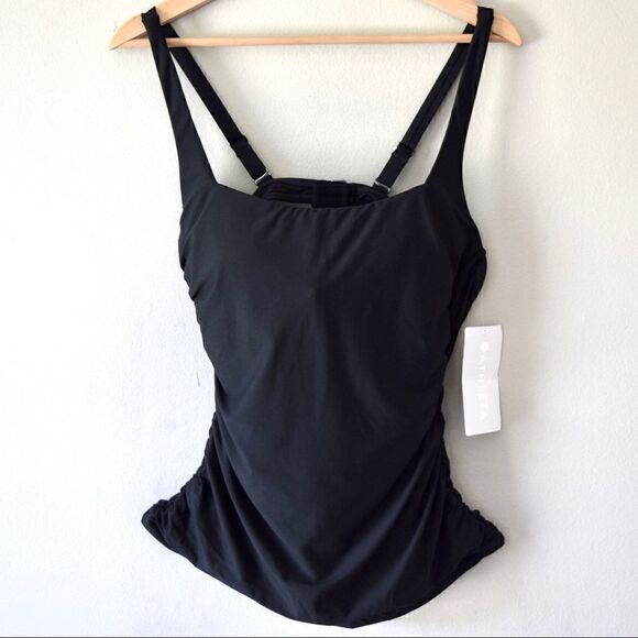 ATHLETA Square Neck Bra CupTankini Top, Black, Size 32B/C Tall NWT $74 531213 - Picture 5 of 12